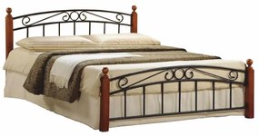 Kovová manželská posteľ s roštom Dolores 180 - čerešňa / čierna