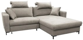 Rozkladacia rohová sedacia súprava s úložným priestorom v tvare L HORTA, pravá, sivá