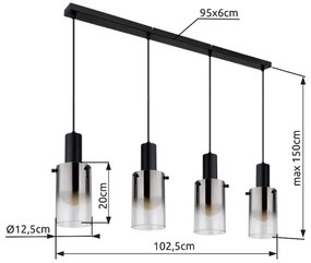 Globo 15907-4H - Luster na lanku FLORENTINA 4xE27/40W/230V čierna