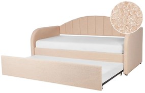 Rozkladacia posteľ s buklé čalúnením 90 x 200 cm broskyňová EYBURIE Beliani
