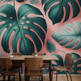 Fototapeta - Monstera na ružovom (147x102 cm)