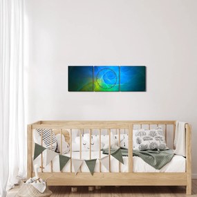 Obraz modrej abstrakcie (s hodinami) (90x30 cm)