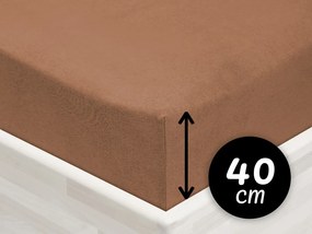 Jersey napínacie prestieradlo na extra vysoký matrac JR-023 Orieškovo hnedé 100 x 200 - výška 40 cm