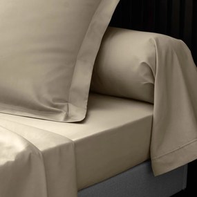 Svetlohnedá napínacia plachta z bavlneného perkálu 90x190 cm Percaline – douceur d'intérieur