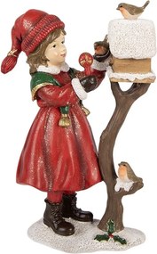 Christmas Decoration Figurine Child 13x7x19 Cm Red Plastic - 13*7*19 cm