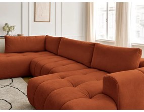 Rozkladacia/s úložným priestorom rohová pohovka v tehlovej farbe (ľavý roh/do tvaru "U") Fuji – Bobochic Paris