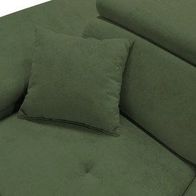 Rozkladacia rohová sedacia súprava s úložným priestorom v tvare L CASTELO ľavá zelená