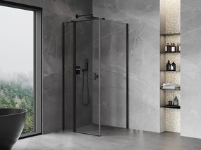 Mexen Mist T, sprchový kút s krídlovými dverami, 120 x 120 cm, 8mm číre sklo, čierny profil, 8A4T-120-120-70-00