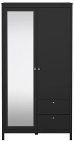 Čierna šatníková skriňa so zrkadlom 102x199x58 cm Madrid – Tvilum