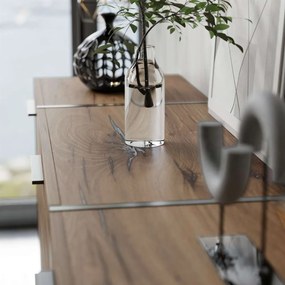 KOMODA SANTINO NA NOŽIČKÁCH DUB FLAGSTAFF + ČIERNY 158 cm