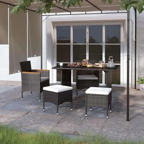 4-dielna záhradná súprava stoličky a podnožky polyratan čierna 310614