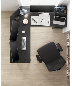 Rohový písací stôl SOLEA čierny