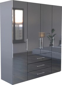 XXXLutz ŠATNÍKOVÁ SKRIŇA, antracitová, antracitová s vysokým leskom, 196/219/59 cm P & B - Skrine - 000885000405