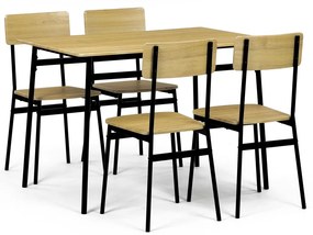 Jedálenský set Industrial so 4 stoličkami, 110 x70 x 76 cm, divoký dub