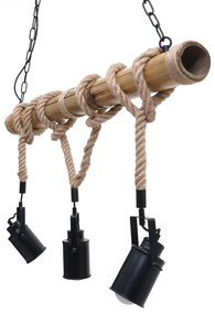 Závesné svietidlo H82 industrial, spot 3 74204 - kov / bambus - Čierna