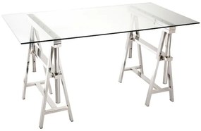 Písací stôl Steel Silver so sklenenou doskou - 150 * 80 * 78 cm