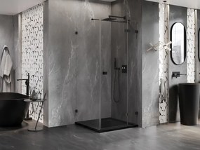 Mexen Lunar T výklopný sprchový kút pravý 110 x 110 cm, číre sklo, čierna matná, 834T-110-110-70-00-P