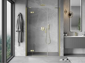 Mexen Mist-H, 1-krídlové sprchové dvere ľavé 125 cm, číre sklo, zlatý matný profil, 8A5-125-001-55-00-L