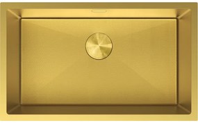 Mexen Trixo, 1-komorový nerezový drez 750 x 440 mm, brúsená zlatá, vzor voština, 6415751000-55HC