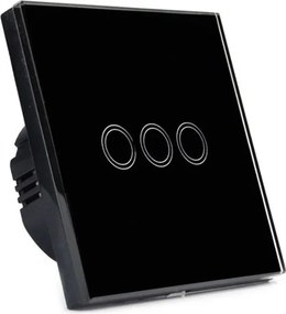 MILIO Sklenený dotykový vypínač trojitý - čierny