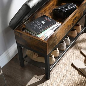 Lavica s botníkom TAYLOR 70x30 cm, rustikálne hnedá/čierna