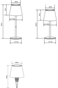 Globo 58488S - LED stmievateľná dotyková nabíjateľná vonkajšia lampa VANNIE 3W/5V IP54 1800 mAh