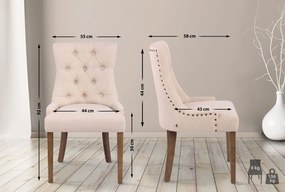 Jedálenská stolička Aberdeen - látka, drevené nohy antik svetlé - Krémová