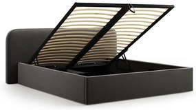 Čierna čalúnená dvojlôžková posteľ s úložným priestorom s roštom 200x200 cm Elizabeth – Micadoni