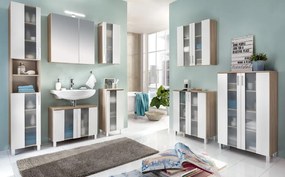 Kúpeľňová skrinka pod umývadlo Porto, dub sonoma/biela