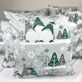 Vianočná obliečka na vankúš Zelený škriatok – 100 % bavlna, zimný motív Veľkosť: 40x40 cm