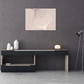 Sklenený obraz - Béžové listy N⁰2 (70x50 cm)