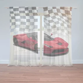 Sablio Záclony Ferrari Závodná vlajka: 2ks 150x250cm