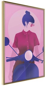 Artgeist Plagát - Girl on Scooter [Poster] Veľkosť: 20x30, Verzia: Zlatý rám