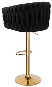 Barová stolička COFTON zamatová, zlatá / čierna