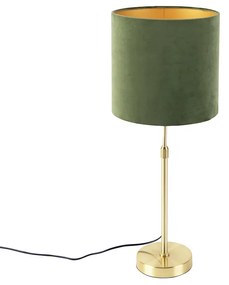 Stolová lampa zlatá / mosadz s velúrovým odtieňom zelená 25 cm - Parte
