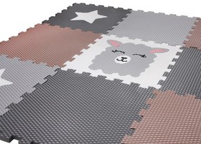 Dvanásťdielna puzzle podlaha do detskej izby SIVÉ HVIEZDY