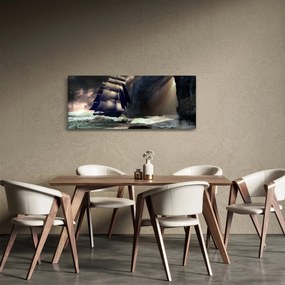 Obraz - Loď medzi útesmi (120x50 cm)