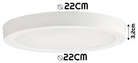 BERGE Prisadené LED stropné svietidlo 18W - 1980lm - 4000k - biely kruh