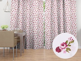Biante Bavlnený záves Sandra SA-344 Ružovo-červené ružičky na bielom 130x260 cm