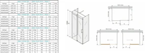 Mexen Omega, 3-stenný sprchovací kút s posuvnými dverami 160 (dvere) x 80 (stena) cm, 8mm číre sklo, chrómový profil, 825-160-080-03-00