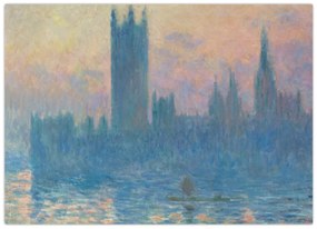 Sklenený obraz - Claude Monet, The Houses of Parliament, Sunset, reprodukcia (70x50 cm)