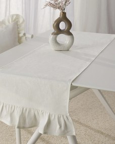 Bežec s volánom 40x160 cm farba produktu biela látka polopriehľadný, zapletaná