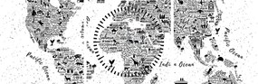 Obraz - Mapa z piktogramov (s hodinami) (90x30 cm)