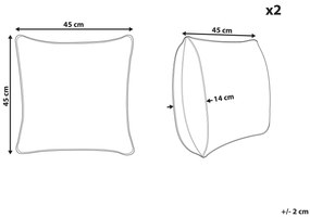 Sada 2 bavlnených vankúšov so vzorom 45 x 45 cm béžová/čierna MYRTUS Beliani