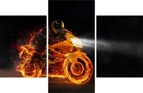 Obraz - Motorkár s plameňmi (90x60 cm)