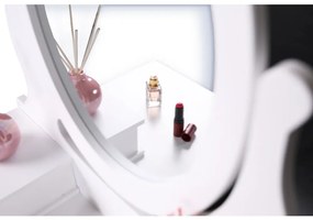 Tempo Kondela Toaletný stolík s taburetom, biela/strieborná, LINET NEW