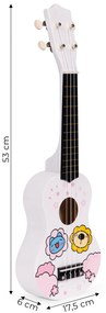 Detská drevená gitara so 4 nylonovými strunami a trsátkom, ECOTOYS