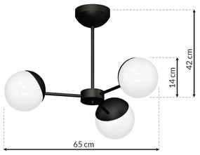 Stropné svietidlo Sfera, 3x biele sklenené tienidlo, b, x