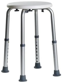 Erga Handicap PRO, výškovo nastaviteľná okrúhla stolička do sprchy 443x443x526 mm, biela-šedá, ERG-07705