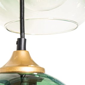 Inteligentné závesné svietidlo mosadzné s modrým a zeleným sklom 8-svetiel Vrátane 8 Wifi G95 - Sandra